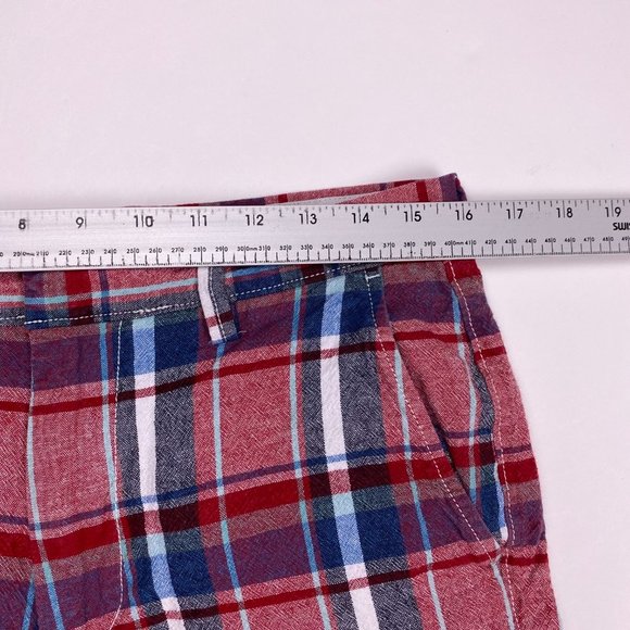 J.CREW Rivington Linen Blend Shorts Mens 31 Red Check Plaid Chino Bermuda J Crew - Picture 5 of 9